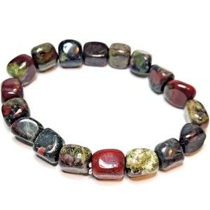 Dragonblood Jasper stretch bracelet 12-15mm nugget stones with felt pouch-NB31